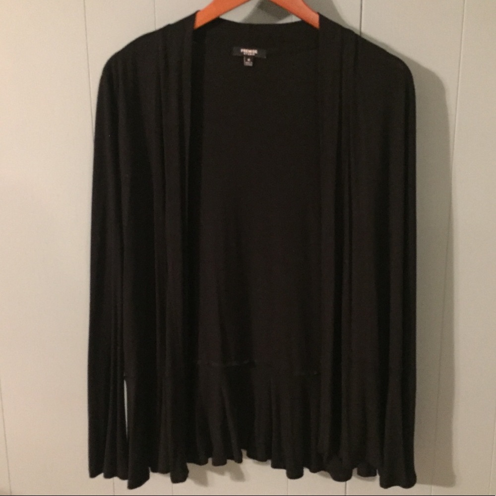 PREMISE STUDIO || Black Cardigan w/ Ruffle Detail